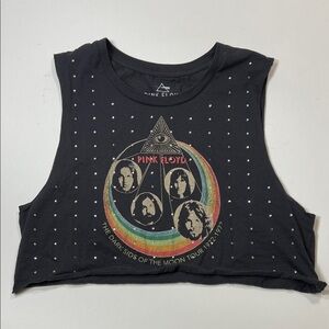 Pink Floyd Black Crop Top with Rainbow Design